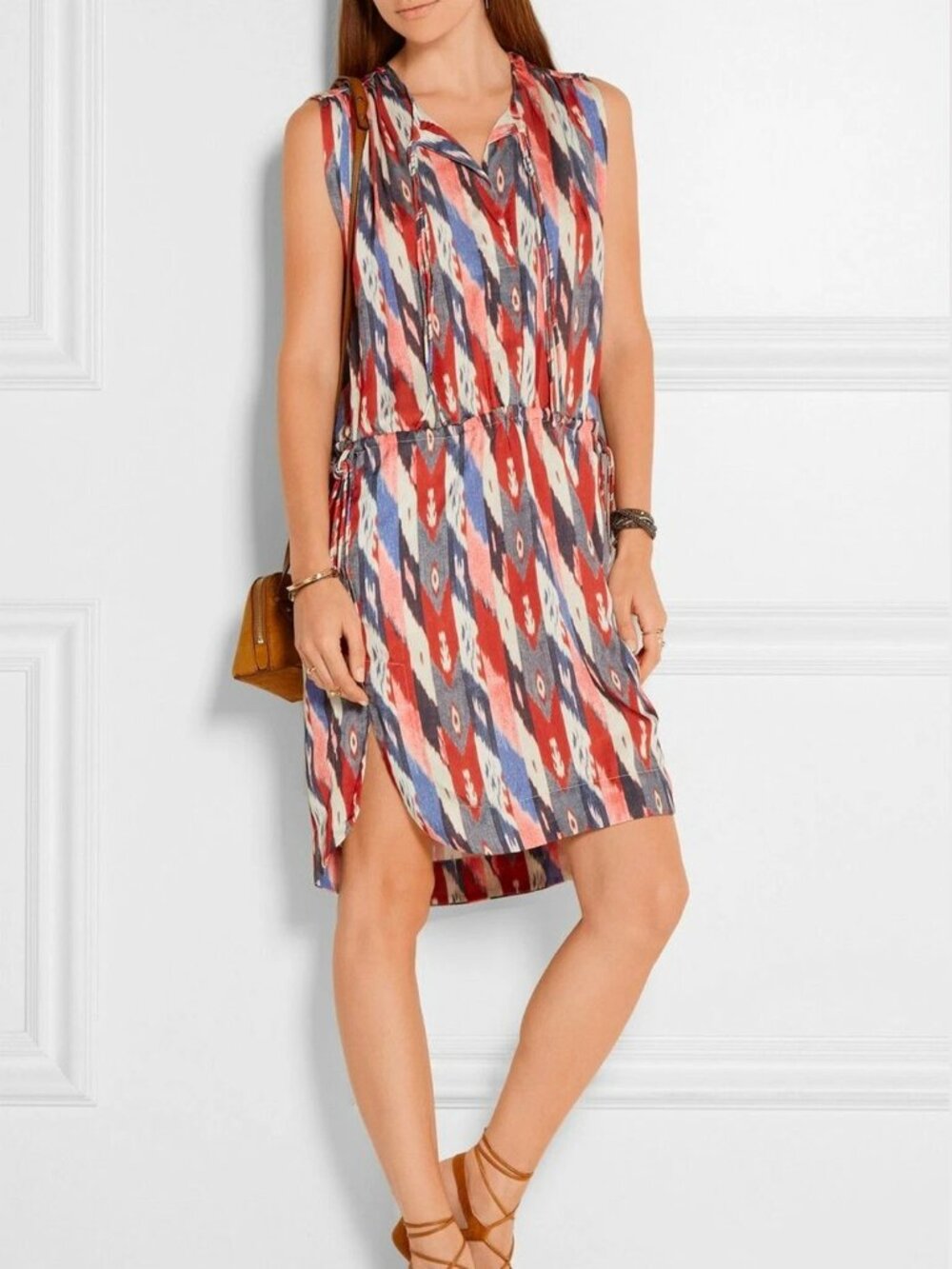 Isabel Marant Etoile Ikat Print sleeveless Dress with pockets Size 36 2-4 US